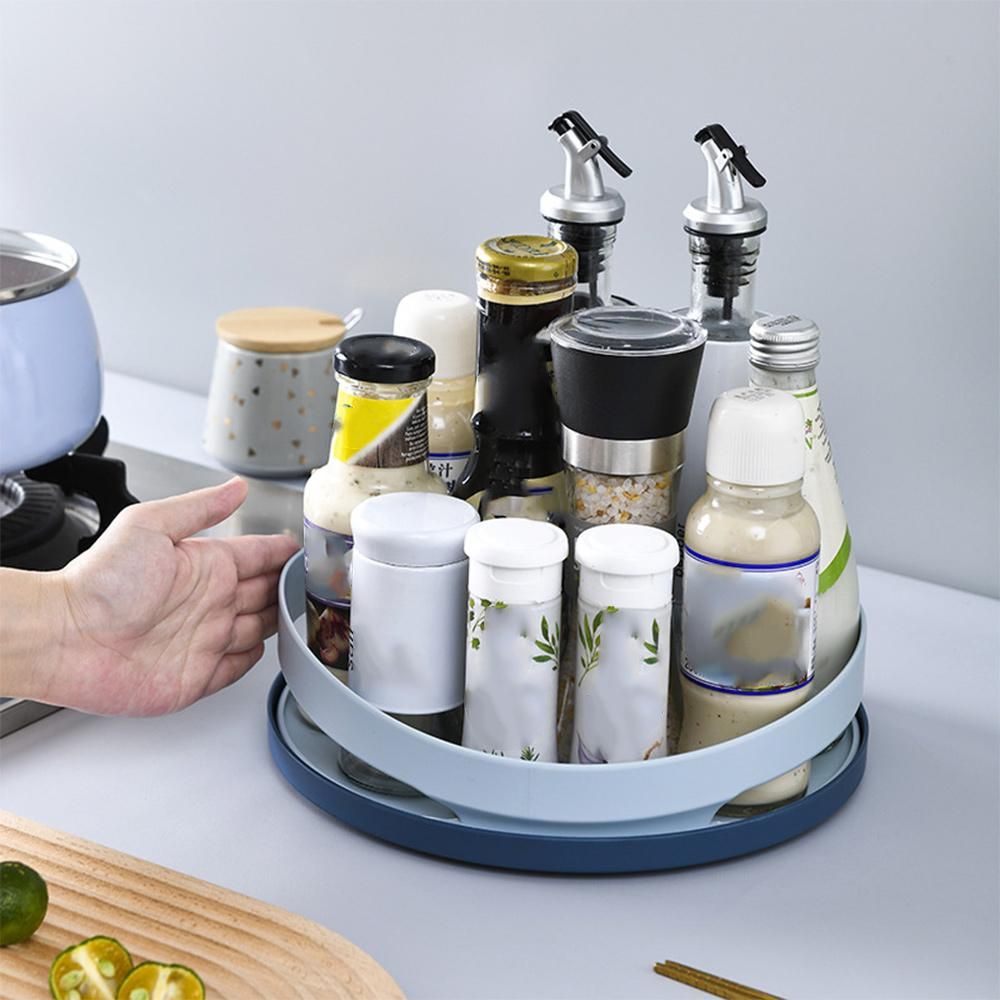Kitchen Spice Storage Tray Rotating Cosmetic Organizer Box