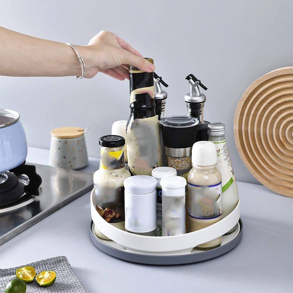 Kitchen Spice Storage Tray Rotating Cosmetic Organizer Box
