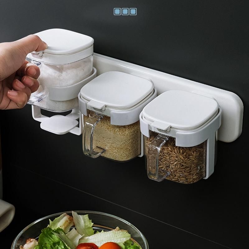 Wall Mounted Seasoning Box Kitchen Utensils with Cover