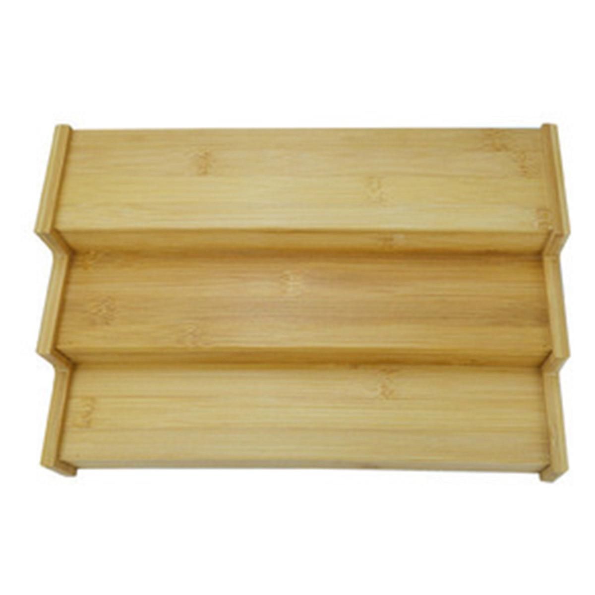 3-Tier Non-Expandable Bamboo Spice Rack Step Shelf Cabinet