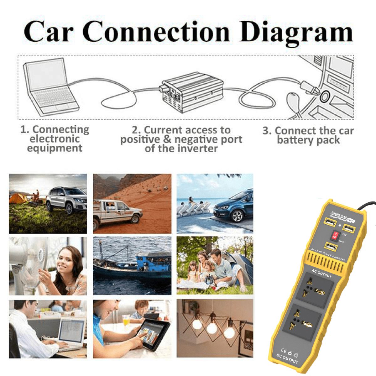 Power Inverter Stable Quick Charging Metal Power Converter-