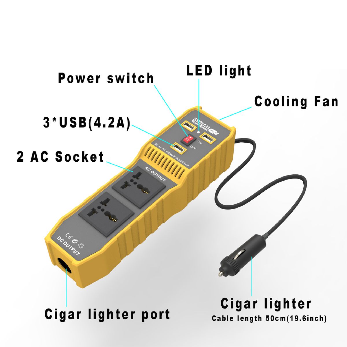 Power Inverter Stable Quick Charging Metal Power Converter-