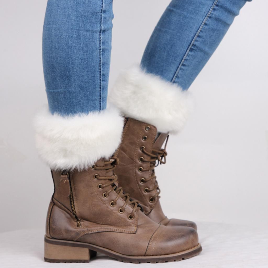 2 Pairs   Leg Warmer Stretchy Knit Boots Cuff Sock Sleeves