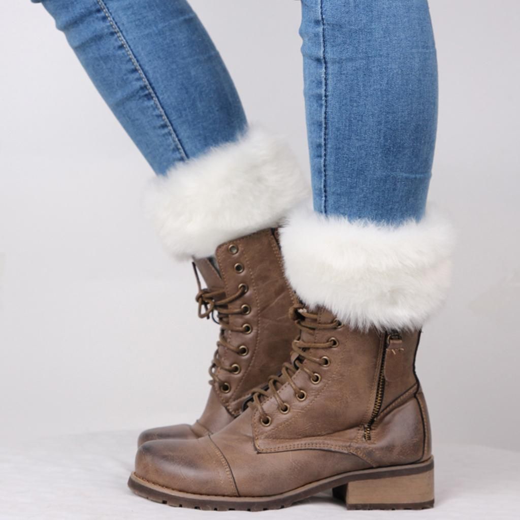 2 Pairs   Leg Warmer Stretchy Knit Boots Cuff Sock Sleeves