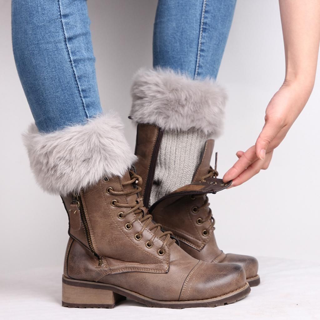 2 Pairs   Leg Warmer Stretchy Knit Boots Cuff Sock Sleeves