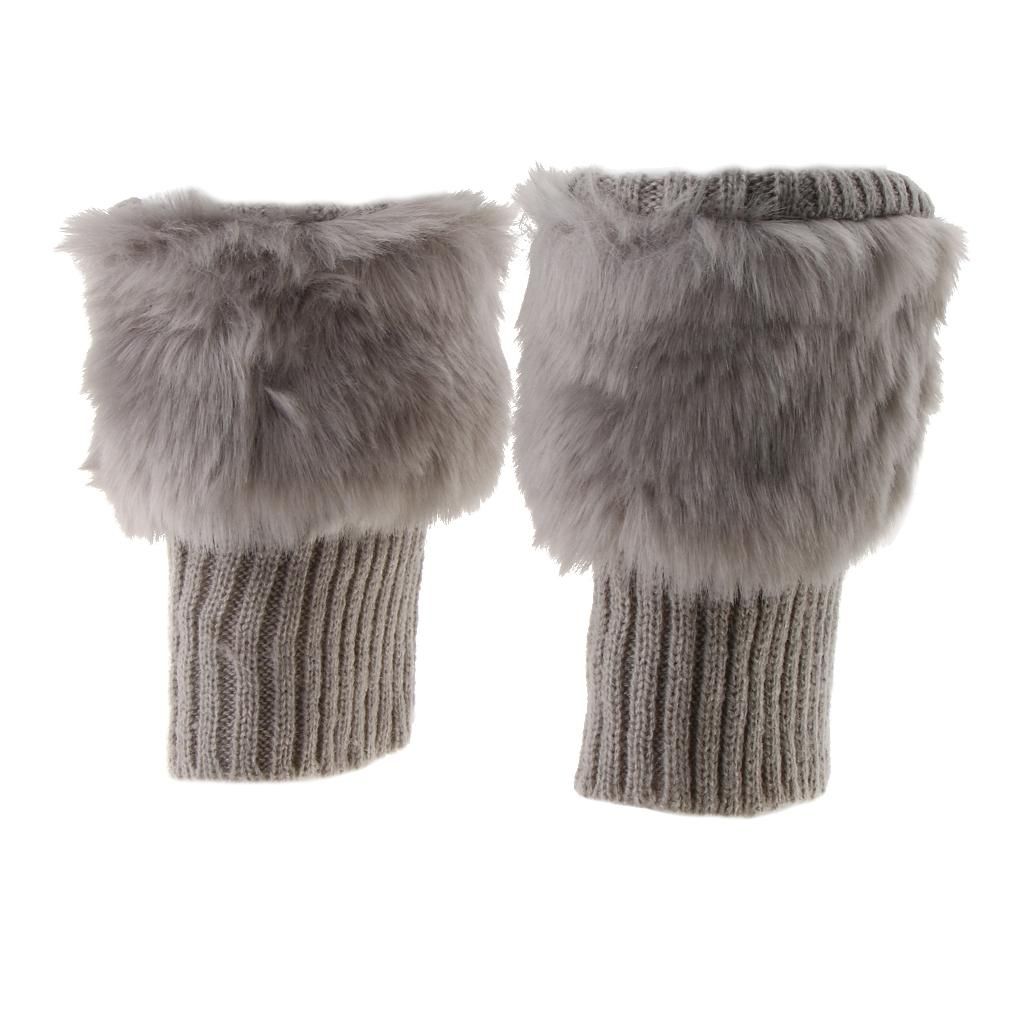 2 Pairs   Leg Warmer Stretchy Knit Boots Cuff Sock Sleeves