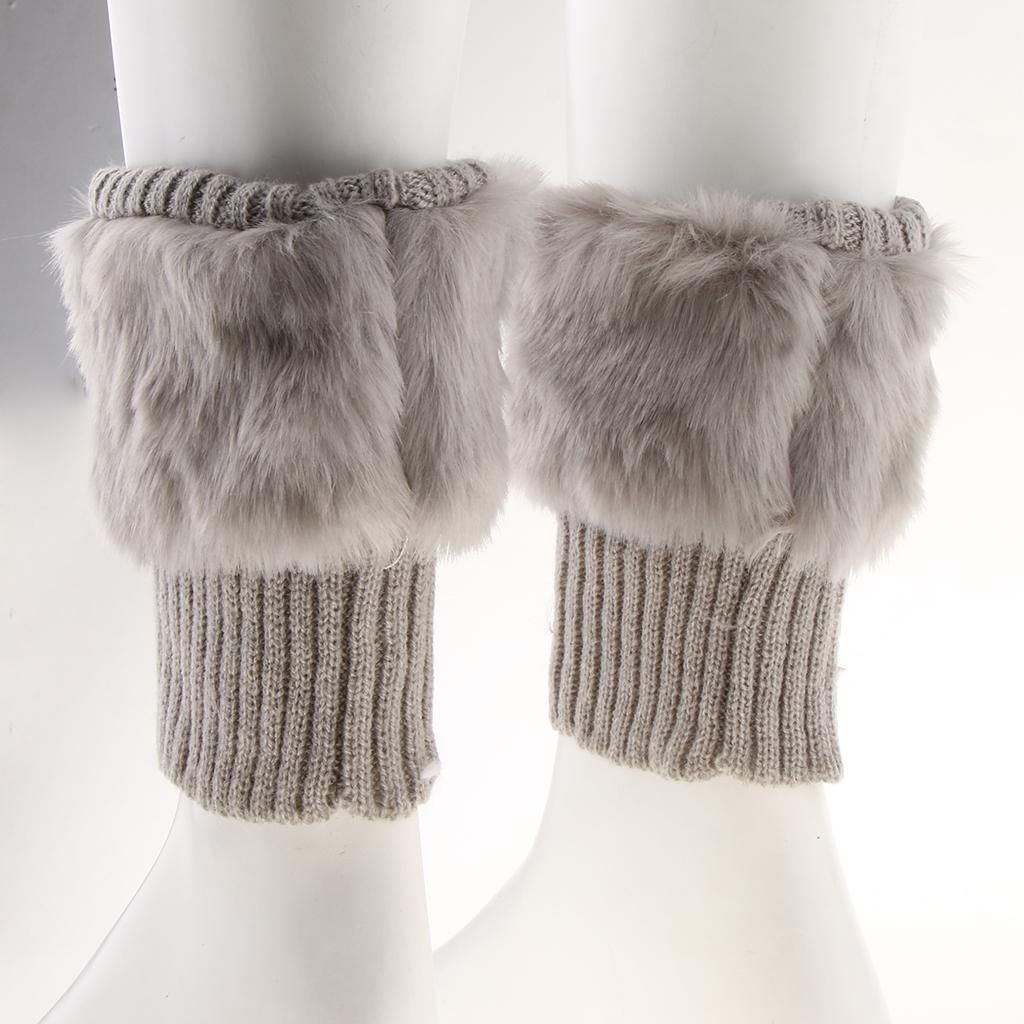 2 Pairs   Leg Warmer Stretchy Knit Boots Cuff Sock Sleeves