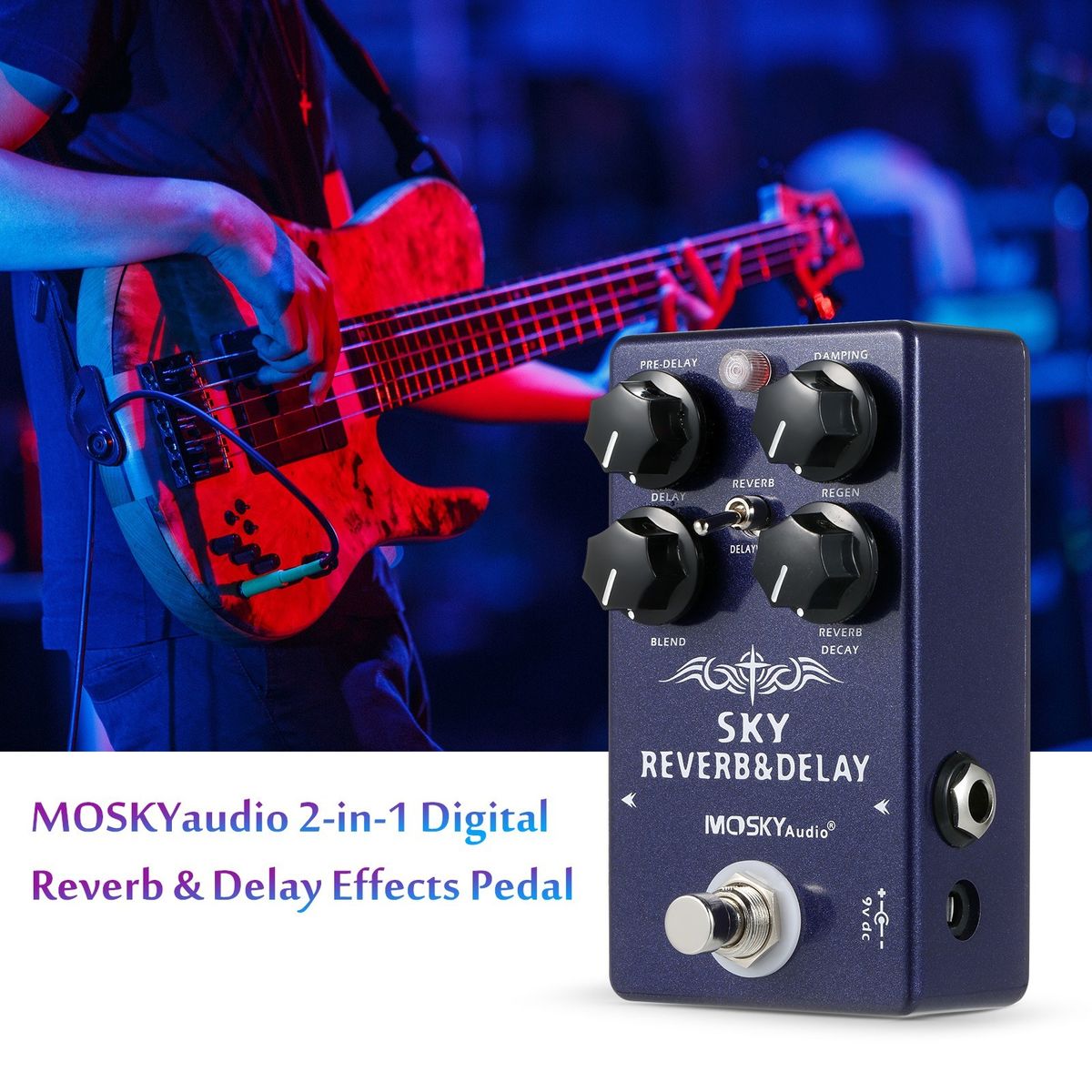 MOSKYaudio 2-in-1 Digital Reverb   Delay Effects Pedal