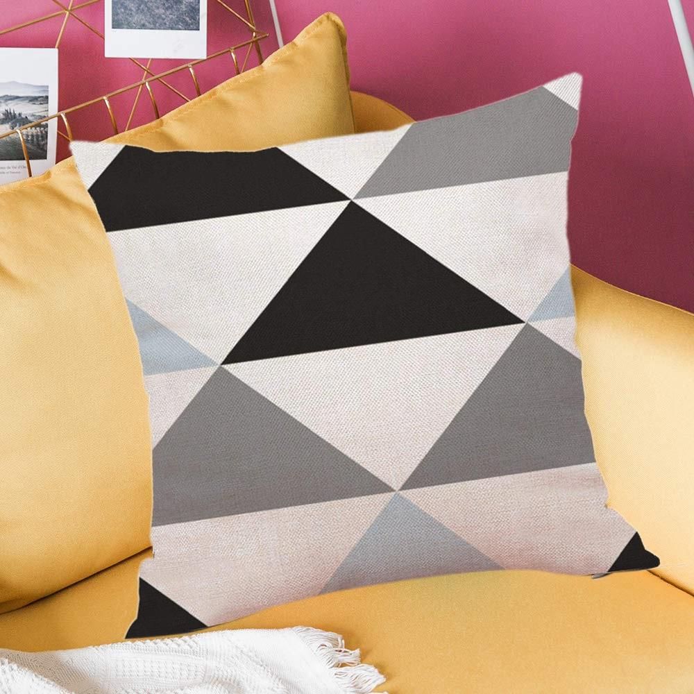 Decorative Throw Pillow Covers Only For Couch, Sofa, Or Bed Set Of 4 Modern Design Geometric Stitching Pattern And Bird Pattern Set (18 X 18 Inch)