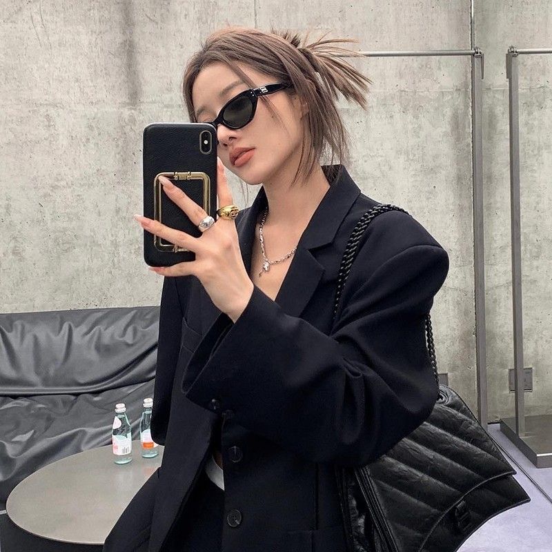 Retro Cateye Sunglasses Female Small Face Ins Sunglasses