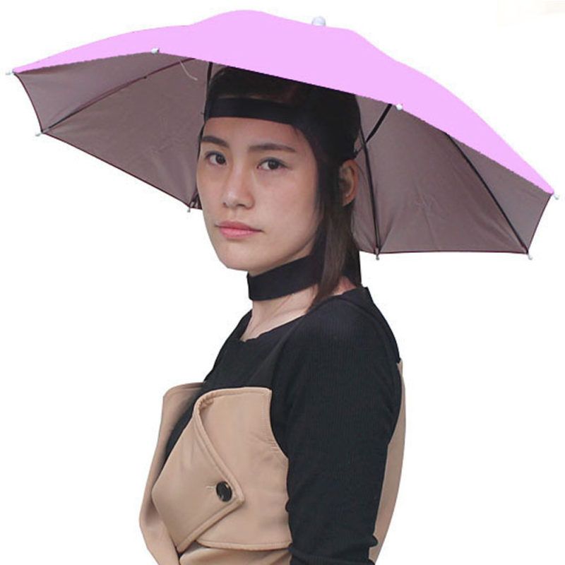 Outdoor Foldable Anti-Rain Sun Shade Adult Head-Pink