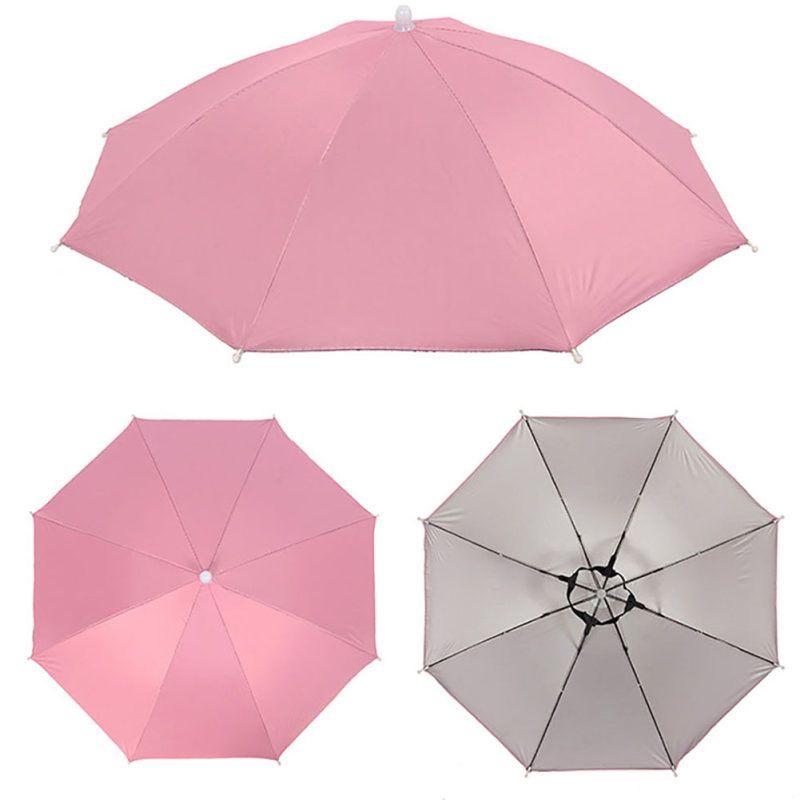 Outdoor Foldable Anti-Rain Sun Shade Adult Head-Pink