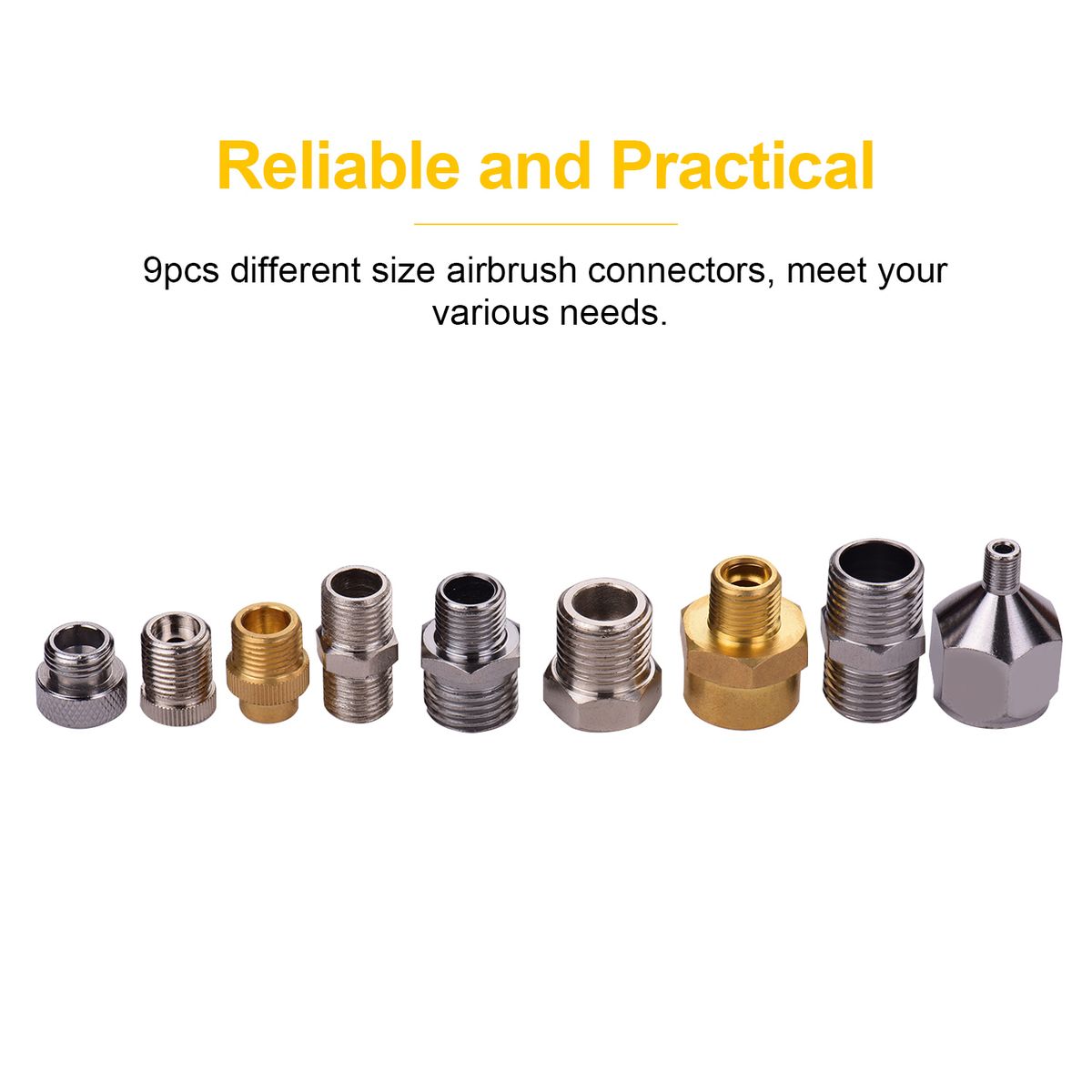 9pcs Airbrush Adapter Kit Multi-Size Fitting Connector Set