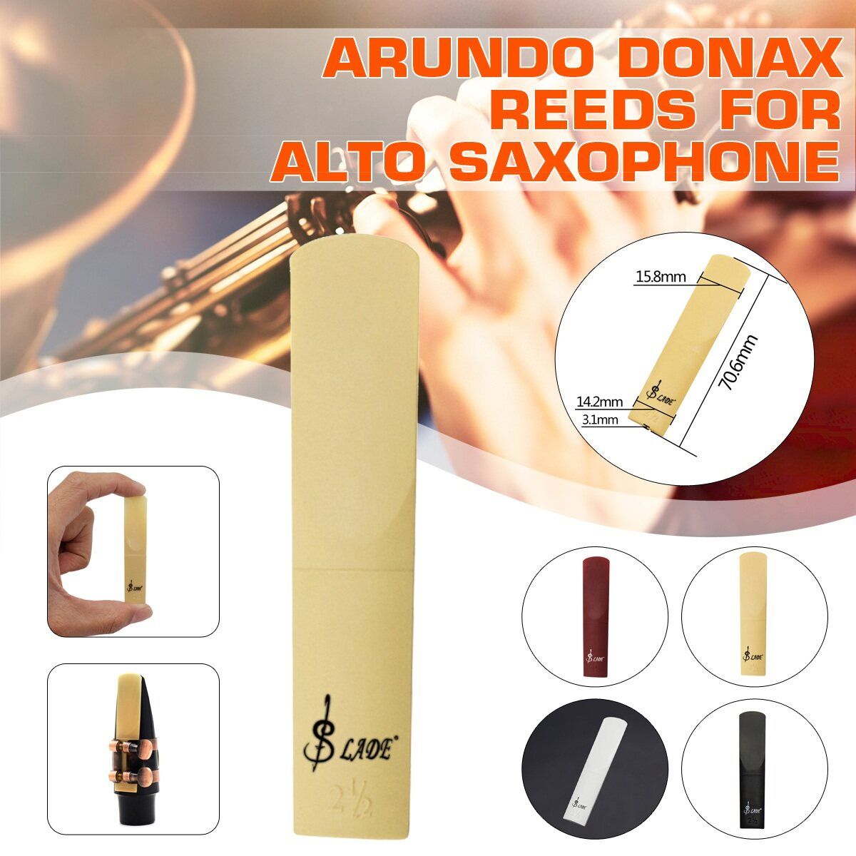 Alto Saxophone Reed Professional Alto Saxophone Reed Resin Reeds Strength 2.5 With 4 Colors Optional Saxophone Accessories Beige