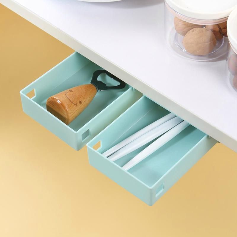 Under Desk Drawer Storage Box Home Office Stationery Drawer Organizer Punch Free Cosmetic Cutlery Storage Tray Desk Organizer
