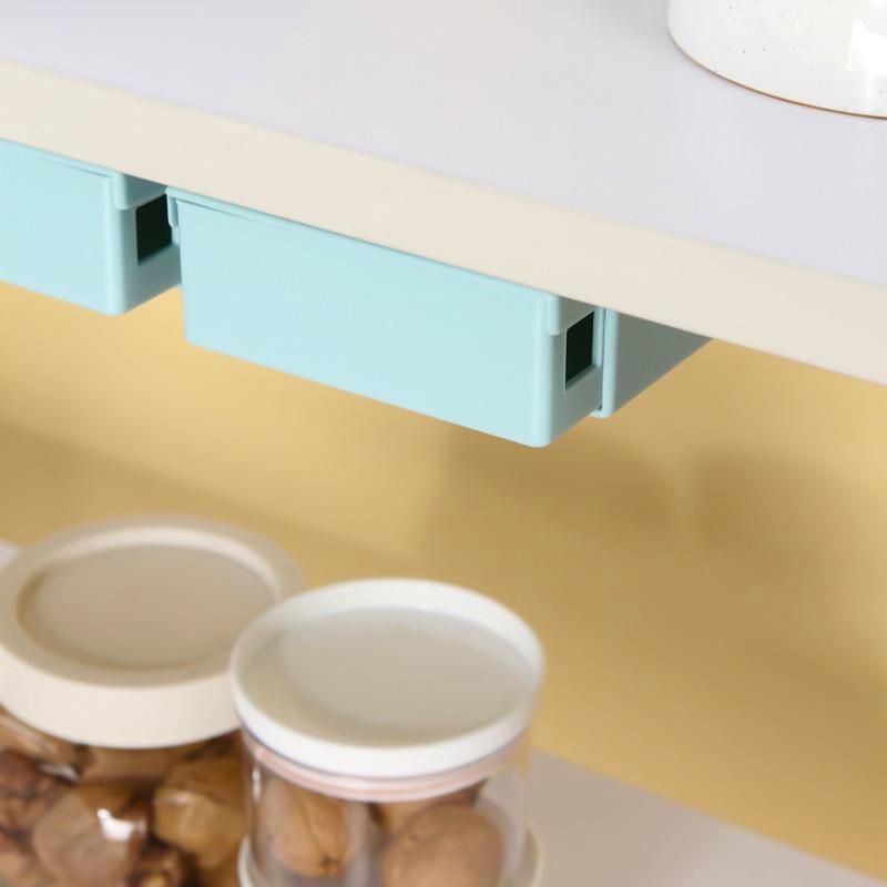 Under Desk Drawer Storage Box Home Office Stationery Drawer Organizer Punch Free Cosmetic Cutlery Storage Tray Desk Organizer
