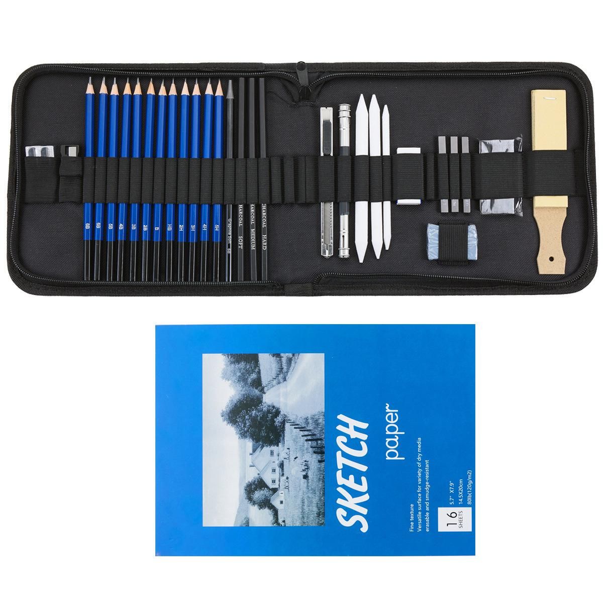 33 Pieces Sketch Pencil Set Painting Brush Set Professional Art Beginner Sketch Kit
