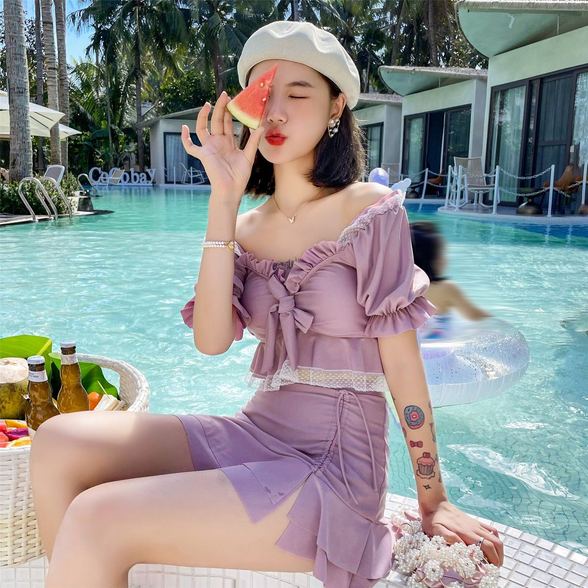 Sexy High Waist Bikini Women Swimwear Biquini Push Up Two Piece Swimsuit Halter Bathing Suit Korea Ladies Swimskirt Black