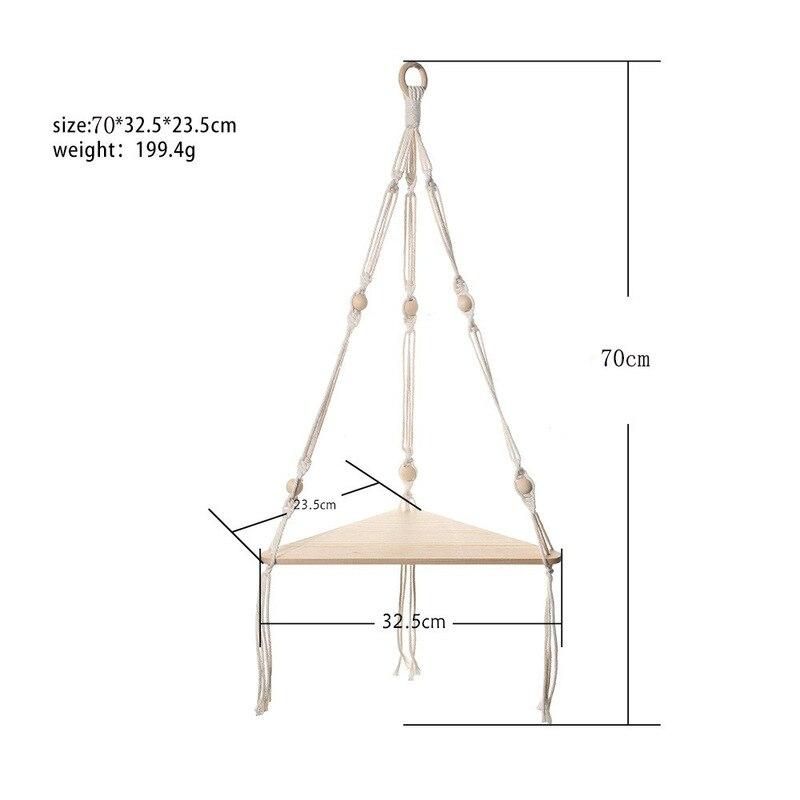 Wooden Corner Sh Wall Decor Pot Storage Display Stand Macrame Floating Sh Wall Organizer Boho Room Nordic Home Decoration