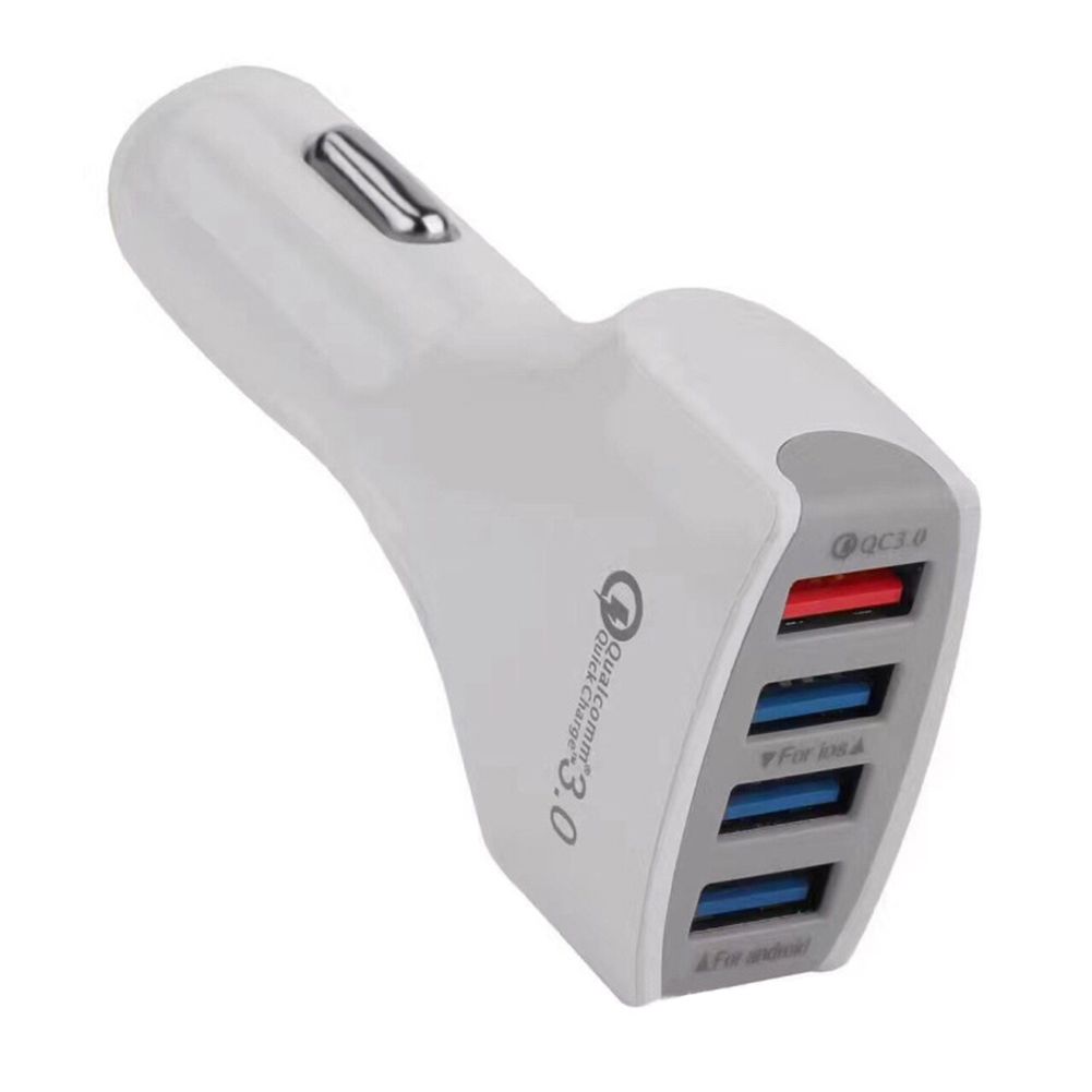 4 Ports USB Car Charger Adapter Quick Charge Fast-White