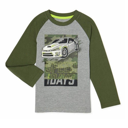 365 Kids Boys Long Sleeve Raglan T-shirt Top - Camo