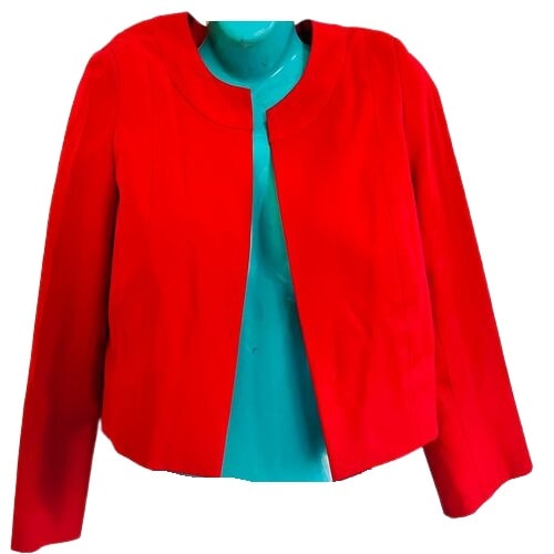 Cropped Long Sleeved Blazer - Red