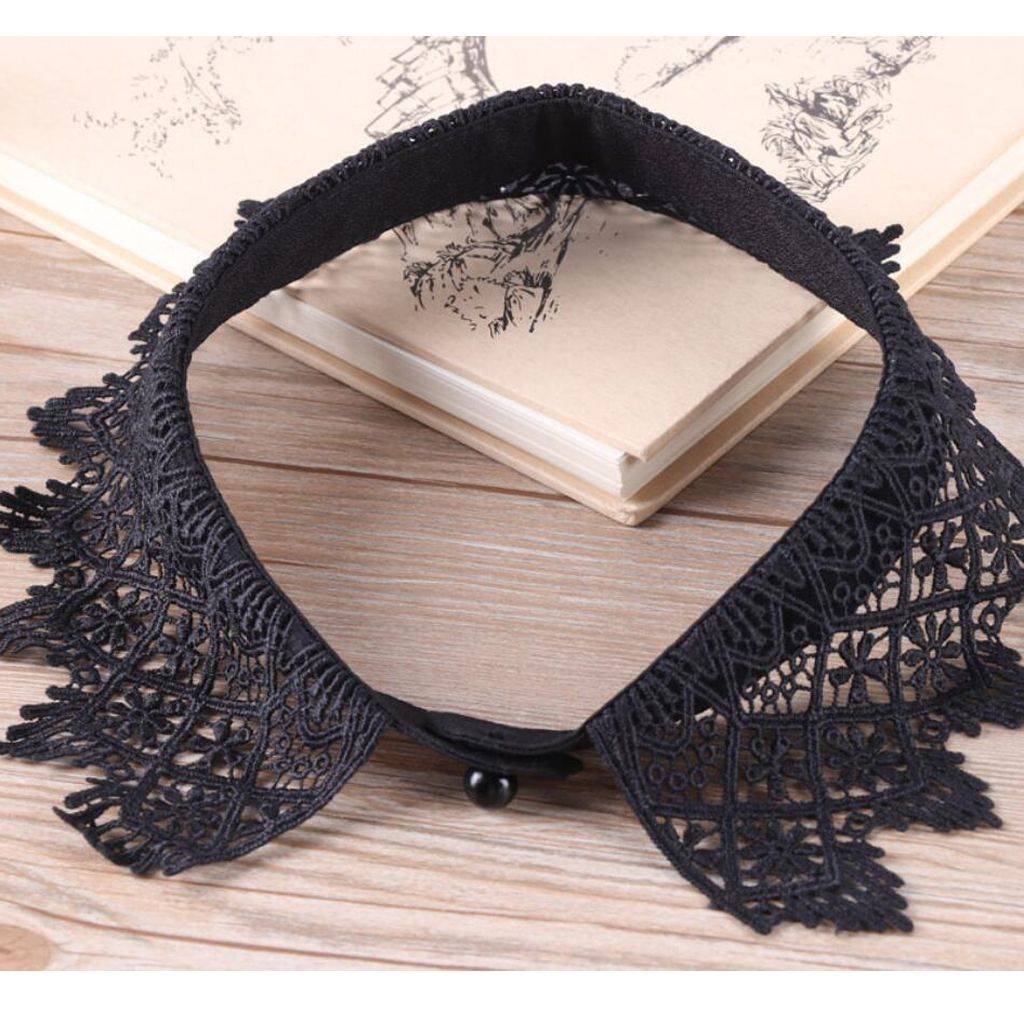 Women Girls False  Collar Choker Necklace Detachable Lace Black