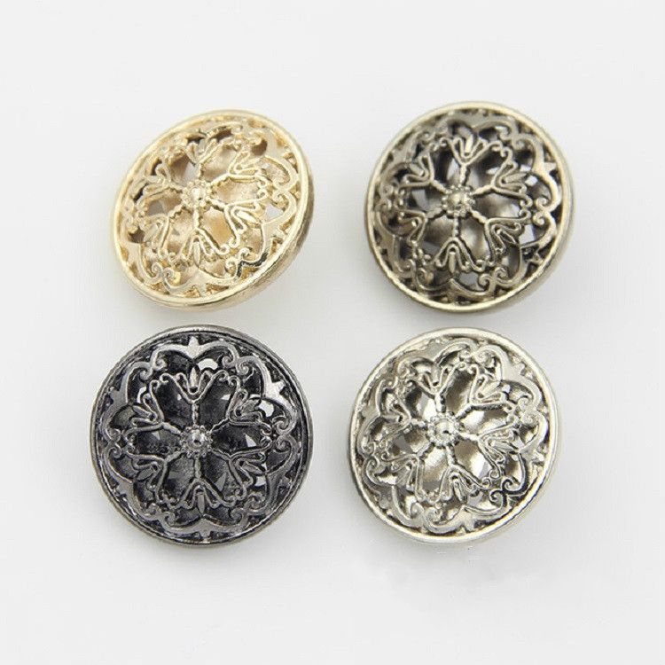 100 PCS Hollow Flower Shape Metal Button