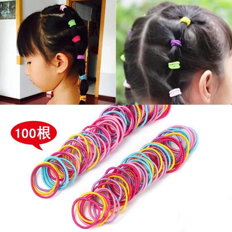 Multicolor Baby Girl Fancy Plain Hair Bands 100 Pieces Pack