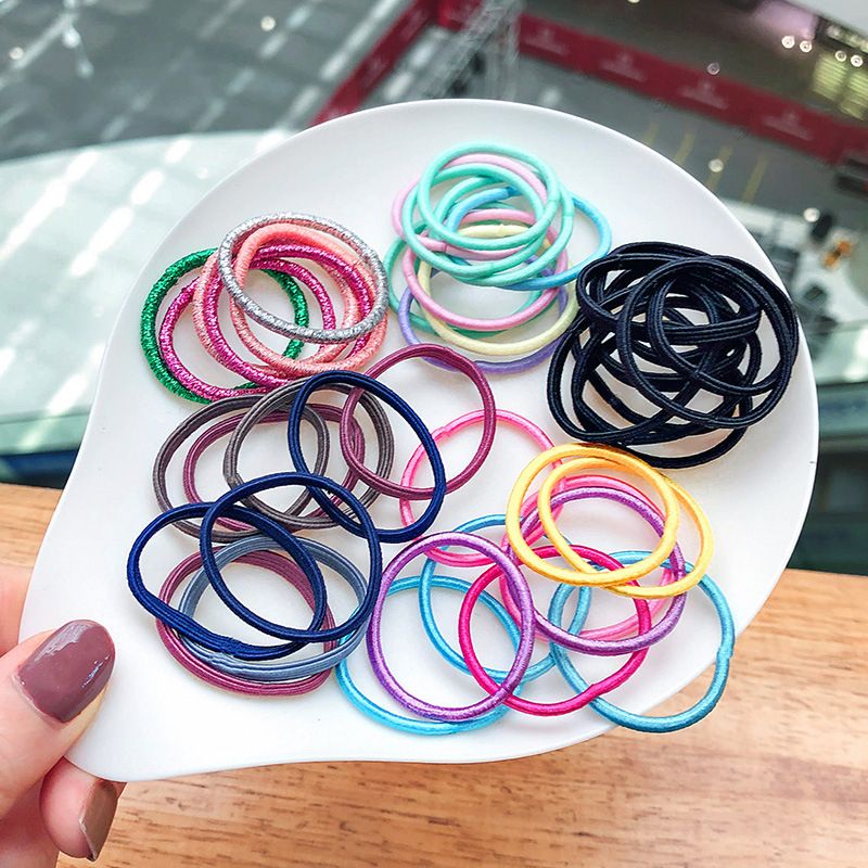 Multicolor Baby Girl Fancy Plain Hair Bands 100 Pieces Pack