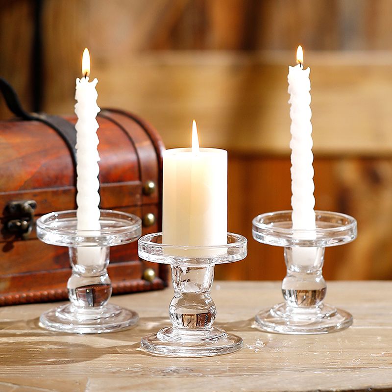 3 Pcs Glass Candle Holders Tealight Candle Pillar Candle