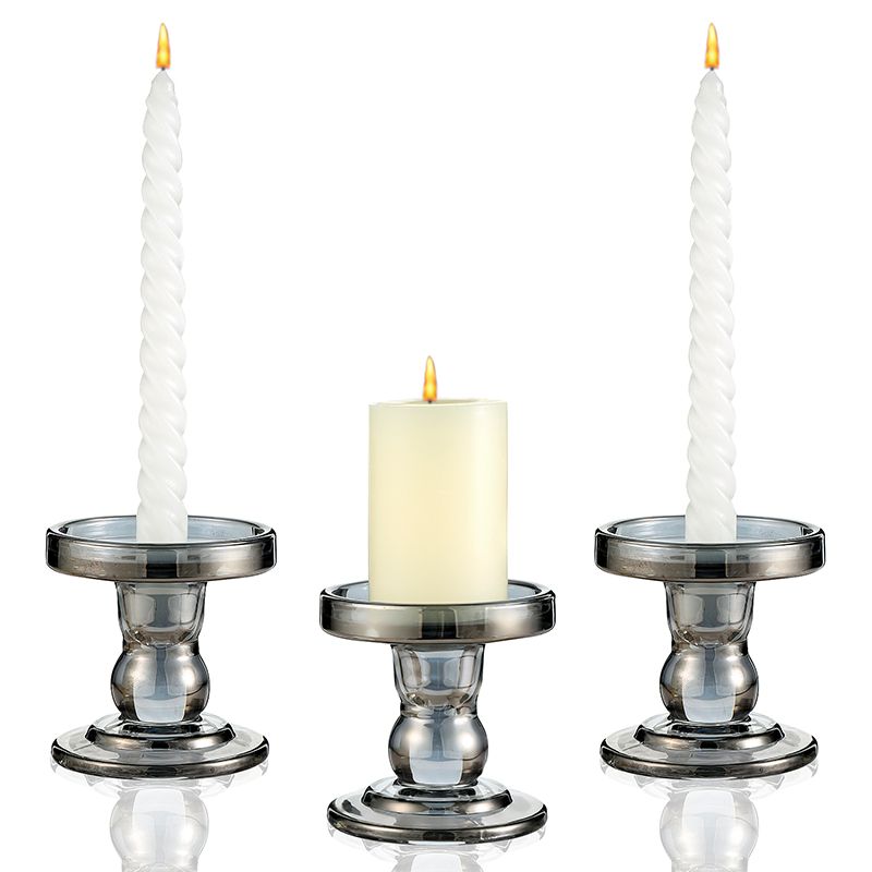3 Pcs Glass Candle Holders Tealight Candle Pillar Candle