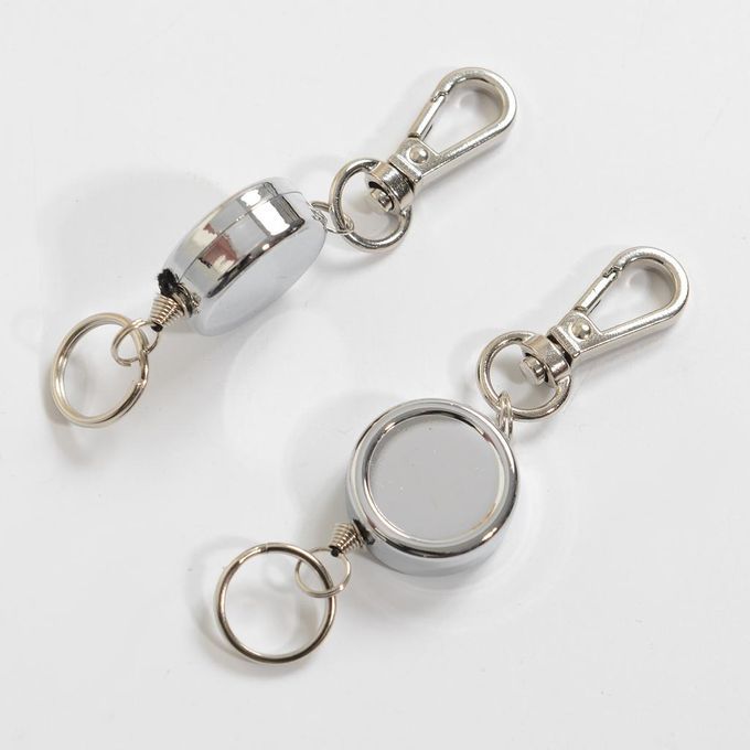 Prettyia 2x Retractable Carabiner  Keyring Key Chain Ring Card Holder