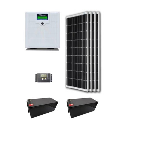 2kva Solar Set With 2kva Inverter + 2 Of 100amps Batteries  & 4 Of 150watts Solar Panels