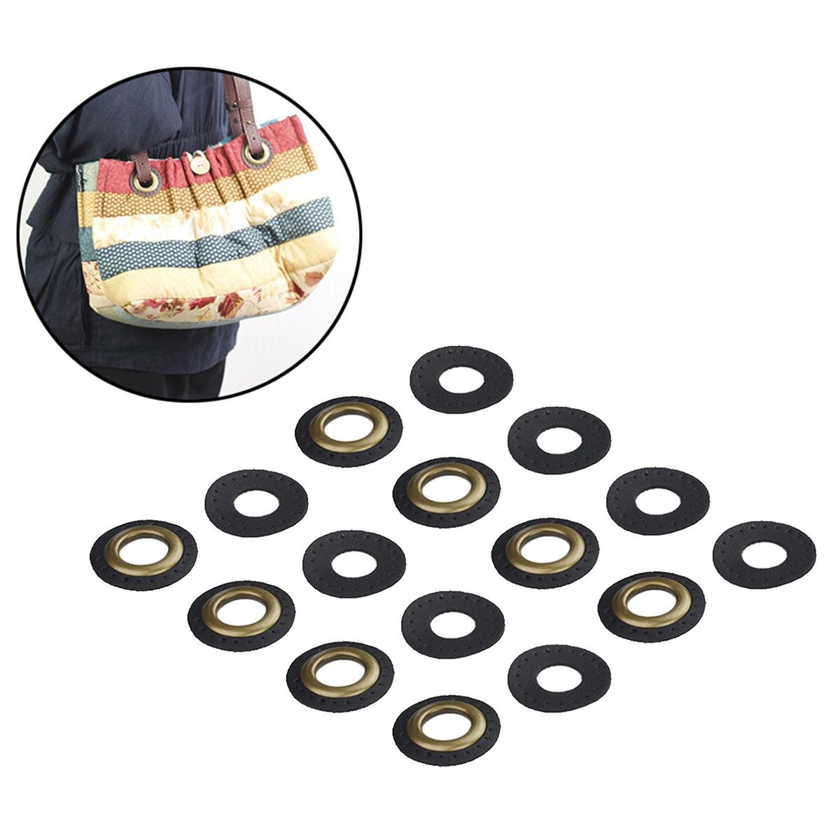 Leather Grommets Eyelets Set    DIY For Purse Bags Shoes Black
