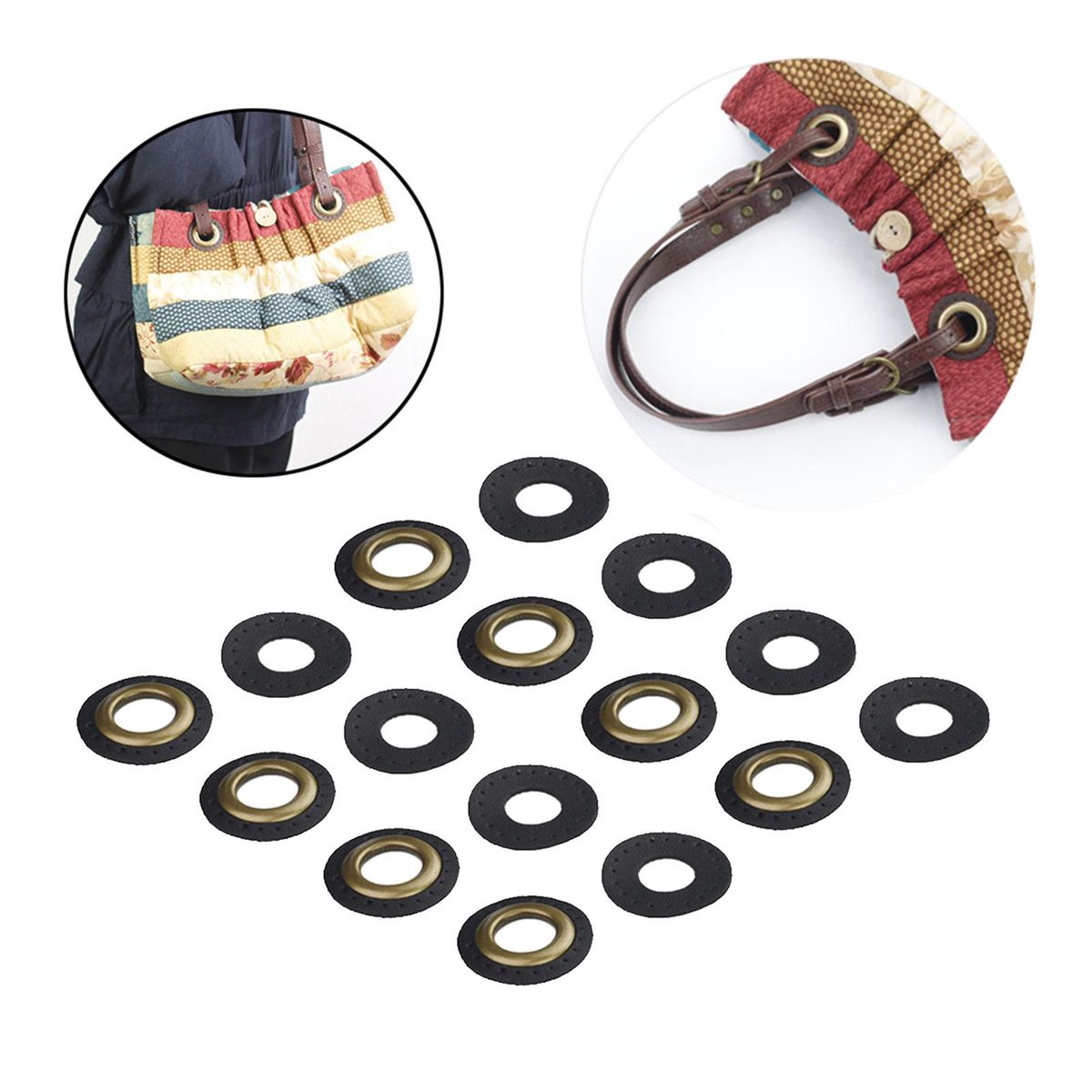 Leather Grommets Eyelets Set    DIY For Purse Bags Shoes Black