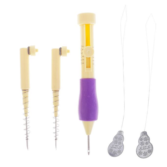 6Pcs Punch Embroidery Needles Stitching Pen Kits Craft Tool Threaders