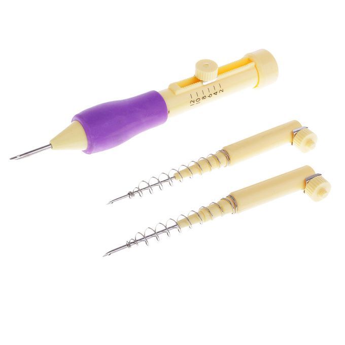 6Pcs Punch Embroidery Needles Stitching Pen Kits Craft Tool Threaders