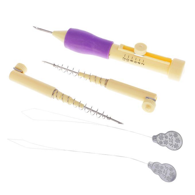 6Pcs Punch Embroidery Needles Stitching Pen Kits Craft Tool Threaders