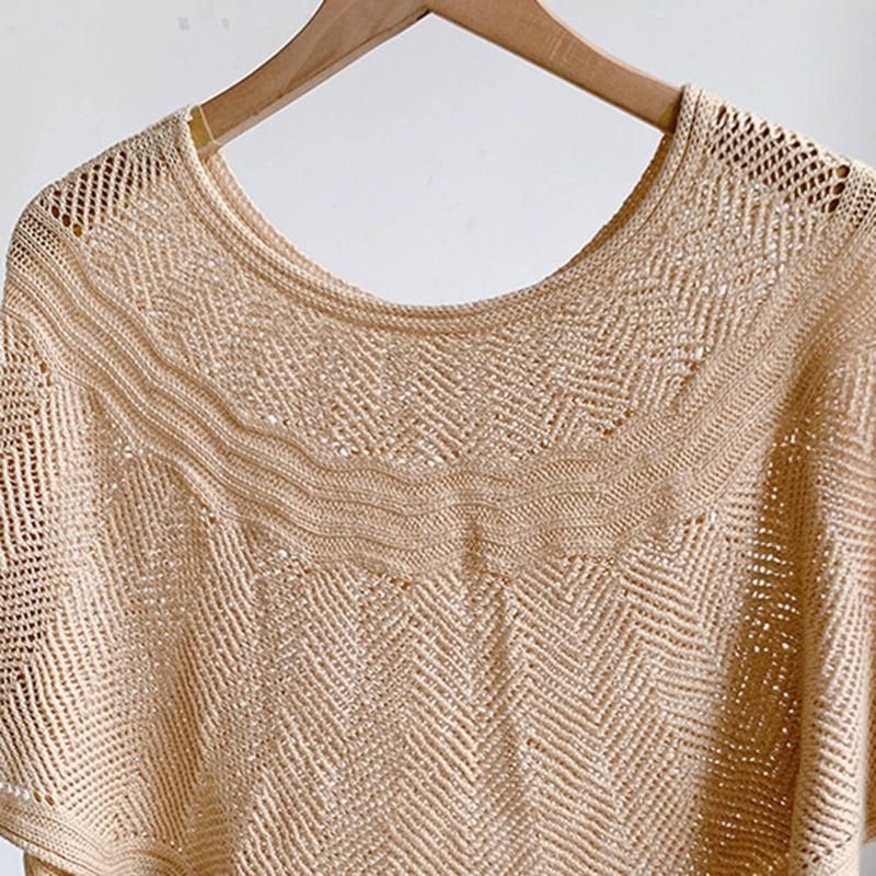Women Shawl Hollow Out Sun Protection Summer Cut-out-Beige