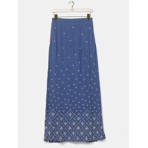 Jenna Tile Border Maxi Skirt  - Indigo