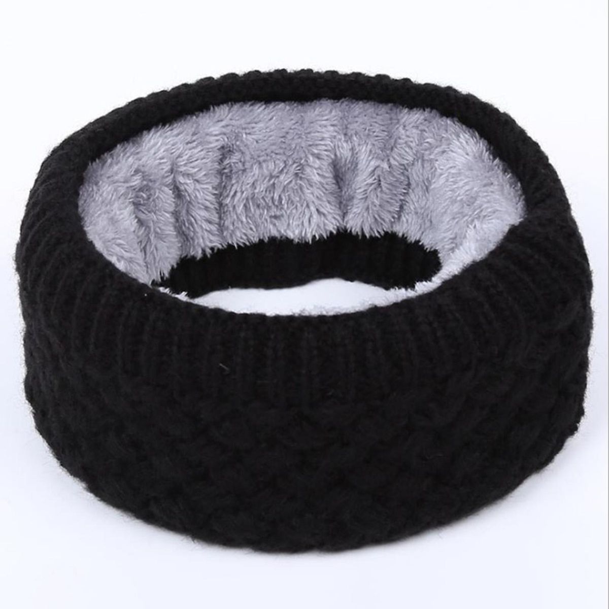 Couple Neck Scarf Thicken Unisex Fleece Elastic-Black