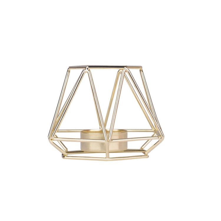 Geometric Candle Holder, Size: Golden Small