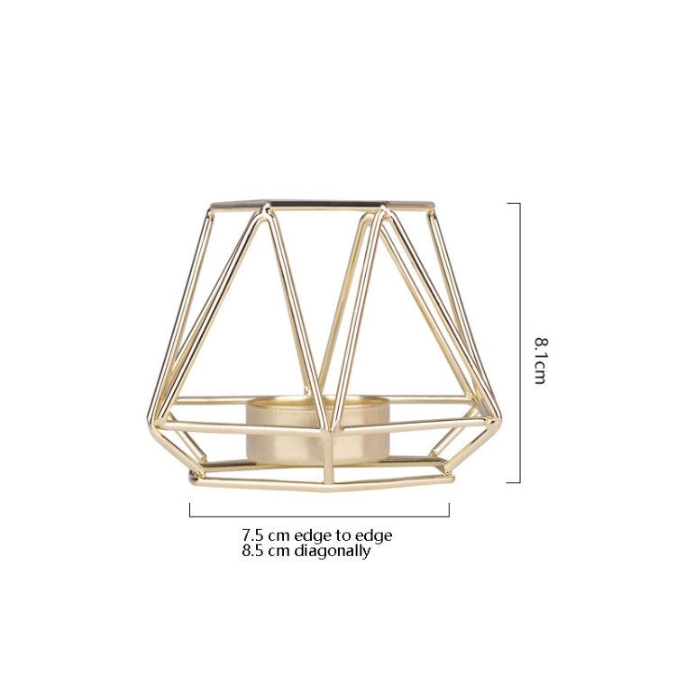Geometric Candle Holder, Size: Golden Small
