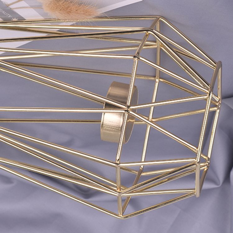 Geometric Candle Holder, Size: Golden Small