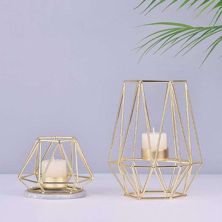 Geometric Candle Holder, Size: Golden Small