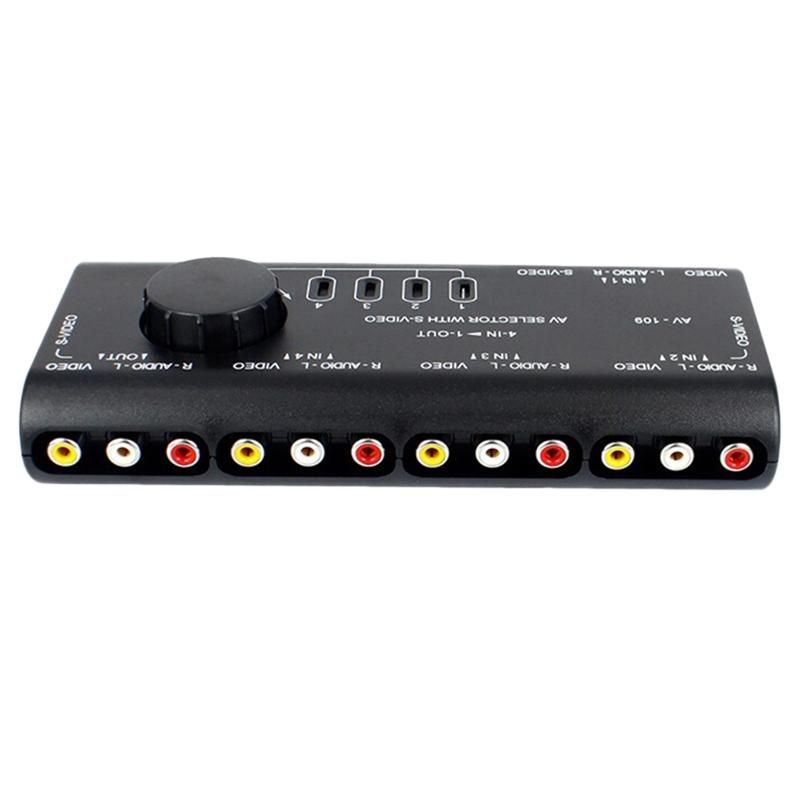 4-in-1 Out AV RCA Switch Box AV Audio Video Switcher 4 Way Splitter Amplifier Multiple Display Shockproof Anti - Fall