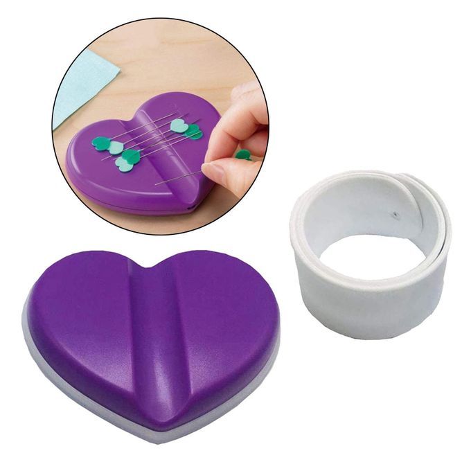 Magnetic Wrist Sewing Pin Cushion Pins Needles Purple With Bangle