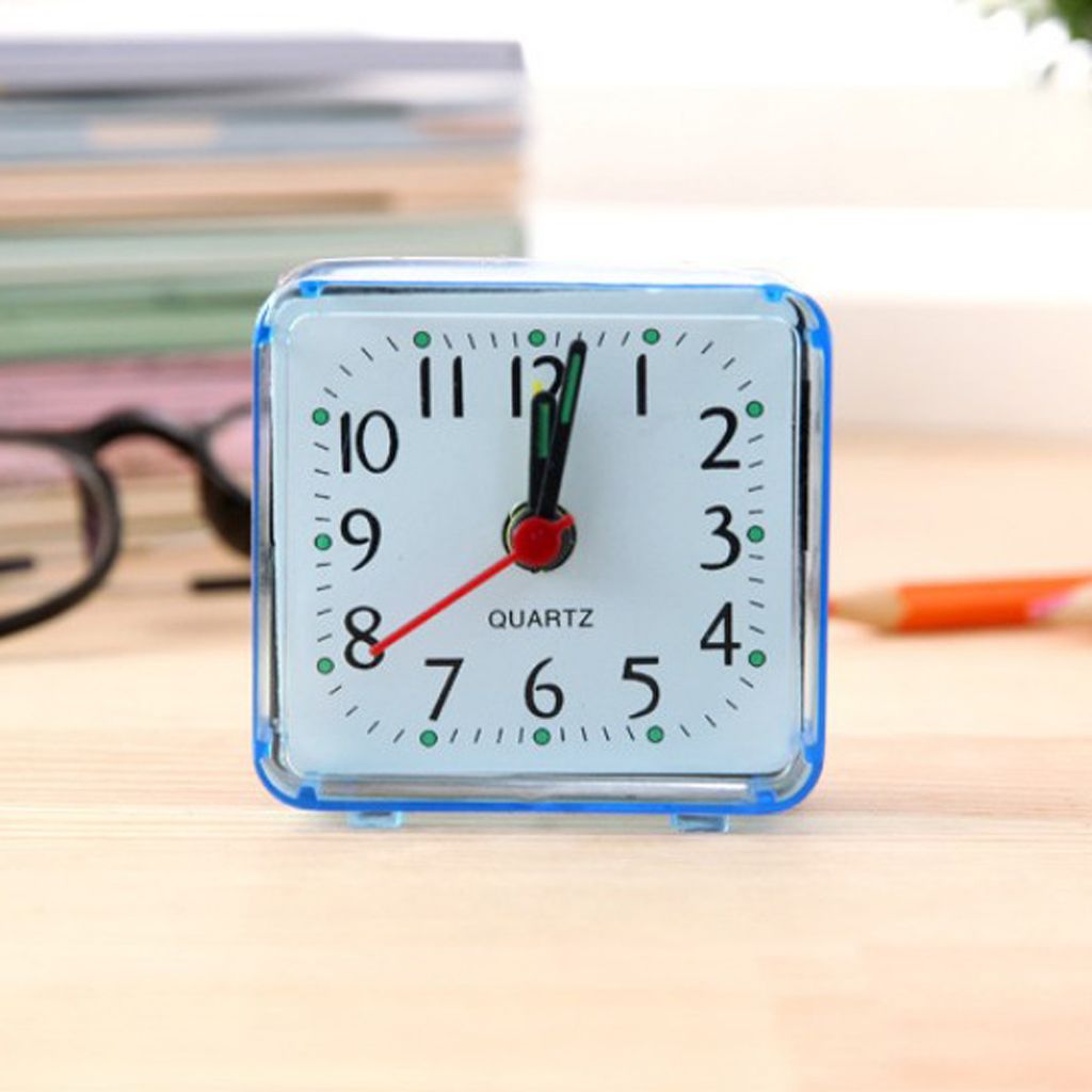 Square  Clock Travel  Clock Bedroom  Table Clock Blue