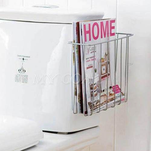 Bathroom Toilet Mount Shelf Magazine Book Holder NEWS Rack Blanket Hanging Hook